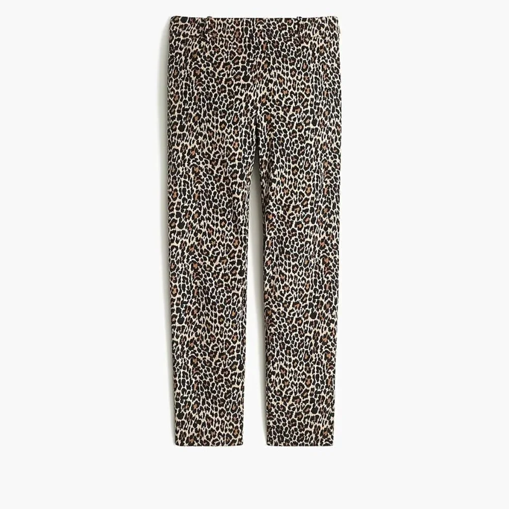 J. Crew Womens Black Tan Leopard Print Cropped Winnie Pant Trousers Size 6